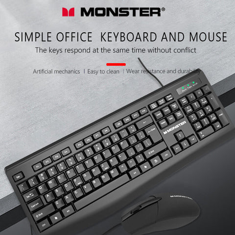 Teclado y mouse con cable USB Monster KM1 Pro