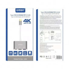 ADAPTADOR OTN-9175D TIPO-C A HDMI ADAPTADOR CON PD+USB HUB GRIS